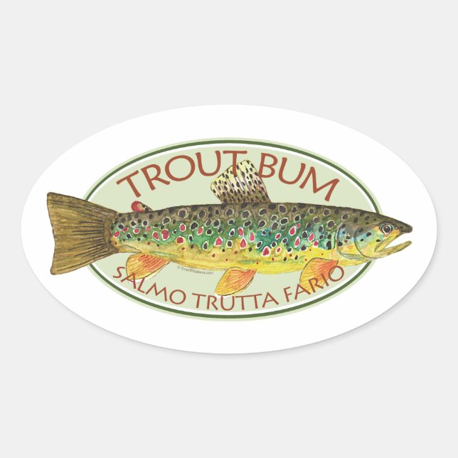 Trout Flygfiske Ovalt Klistermärke (Framsida)