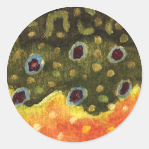 Trout Flygfiske Runt Klistermärke