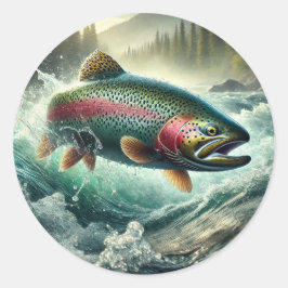 Trout Illustration  Runt Klistermärke