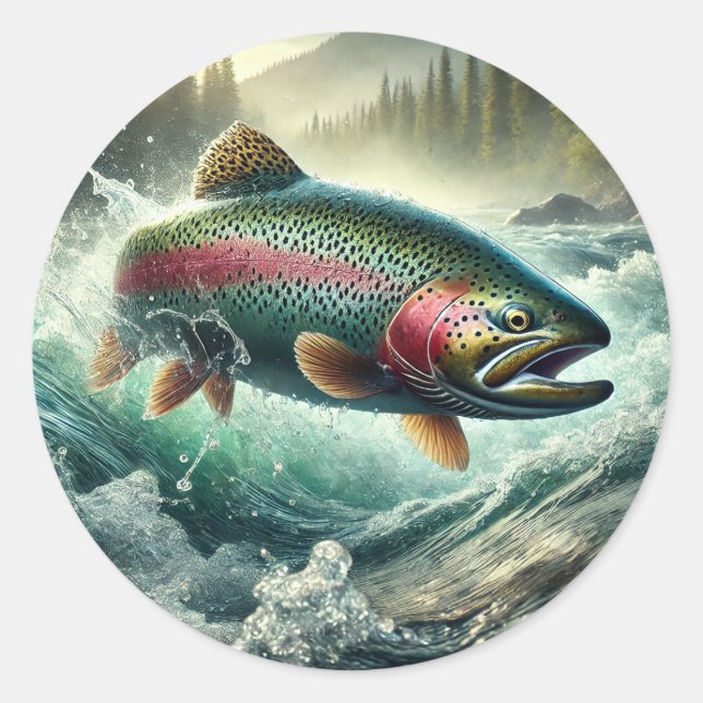 Trout Illustration  Runt Klistermärke (Framsida)