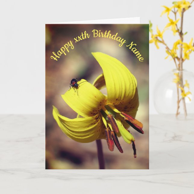 Trout Lily och Friend Personlig Birthday Card Kort (Gul blomma)