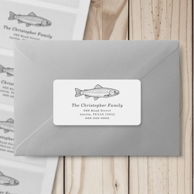 Trout Return-adressetikett Adressetikett (Trout Return Address Label Sticker)