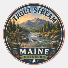 Trout Stream Fryeburg Maine Rund Klistermärke