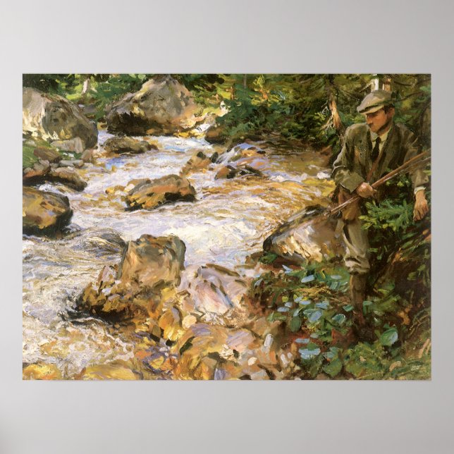Trout Stream i Tyrol av John Singer Sargent Poster (Framsidan)