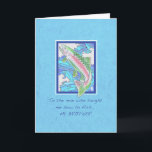 Trout to Brother Birthday Kort<br><div class="desc">Det här vita kortet har en regnbåge som simmar upp i en frisk ström och säger: "Till mannen som lärde mig att fiska. . "Jag vet att jag alltid hävdade att mina fiskar var de största, även när dina tippade . Tack för att du är så snäll. Har jag berättat...</div>