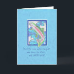 Trout to Brother Birthday Kort<br><div class="desc">Det här vita kortet har en regnbåge som simmar upp i en frisk ström och säger: "Till mannen som lärde mig att fiska. . "Jag vet att jag alltid hävdade att mina fiskar var de största, även när dina tippade . Tack för att du är så snäll. Har jag berättat...</div>