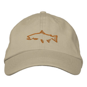 Trout Tracker Distress Hat - Khaki Broderad Keps