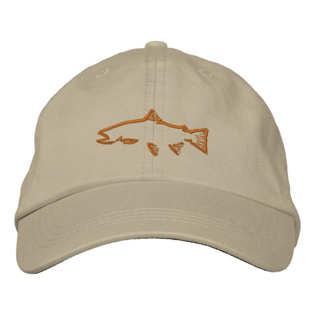 Trout Tracker Distress Hat - Khaki Broderad Keps (Framsida)