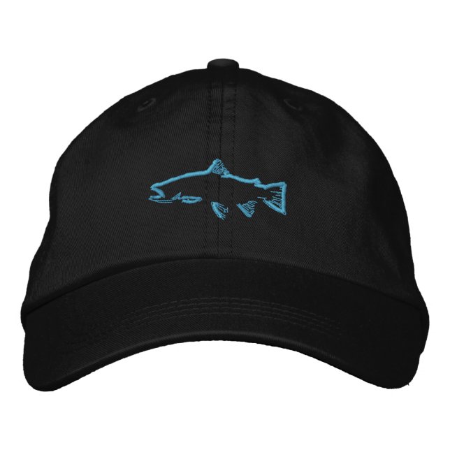 Trout Tracker Hat - Blue Broderad Keps (Framsida)