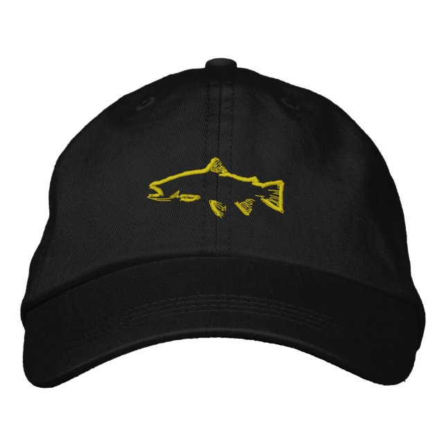 Trout Tracker Hat - Gult Broderad Keps (Framsida)