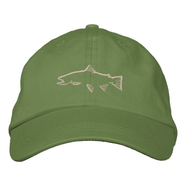 Trout Tracker Hat - Olive Broderad Keps (Framsida)