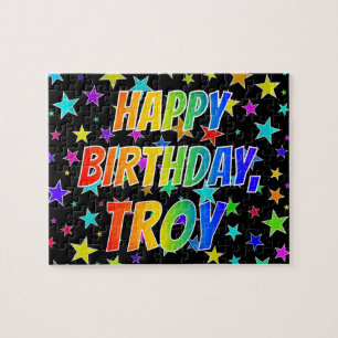 "TROY" Första Namn, Roligten "GRATTIS PÅ FÖDELSEDA Pussel