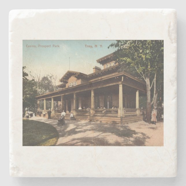 Troy NY Casino, Prospect Park, 1910 Vintage Stenunderlägg (Framsidan)
