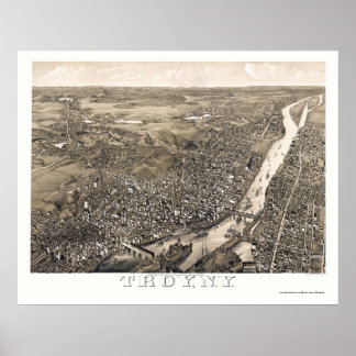Troy, NY Panoramic Karta - 1881 Poster