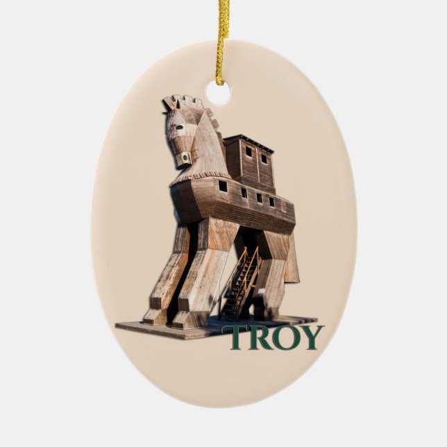 Troy: Trojan Horse Julgransprydnad Keramik (Framsidan)