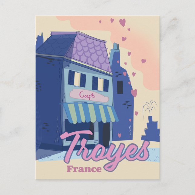 Troyes Frankrike resaffisch Inbjudan Vykort (Framsida)