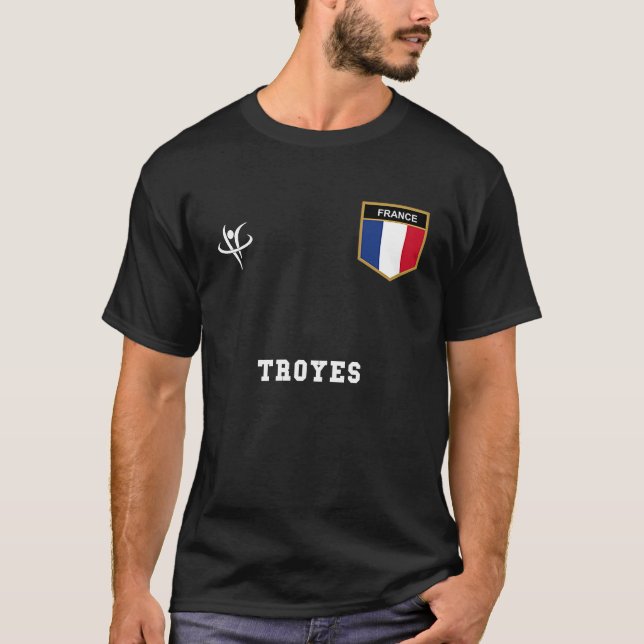 TROYES Frankrike Vintage Sports T Shirt (Framsida)