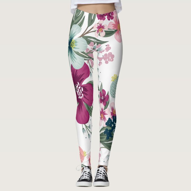 Trpiska blommor, benigna, för kvinnor leggings (Framsida)