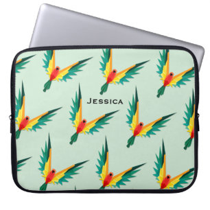 Trrendy Tropical Bird Mönster Blue Personlig Laptop Fodral