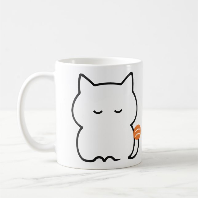 Trubbig Ginger Katt Sittande Kaffemugg (Vänster)