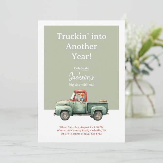 Truck Birthday Invitation • Boys Party  Inbjudningar (Stående Fram)