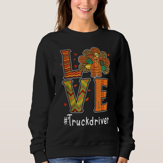 Truck Driver Love Thanksgiving Leopard Turkey Autu T Shirt (Framsida)