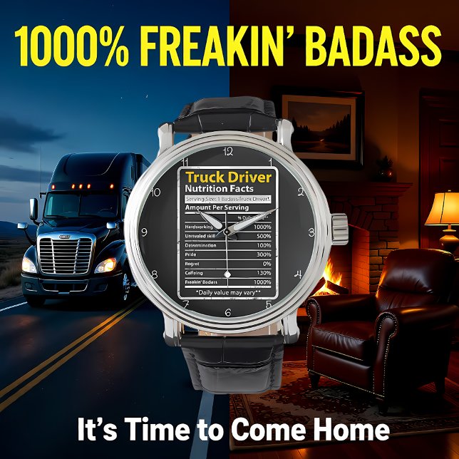 Truck Driver: Nutrition Facts Daily Armbandsur (Skapare uppladdad)