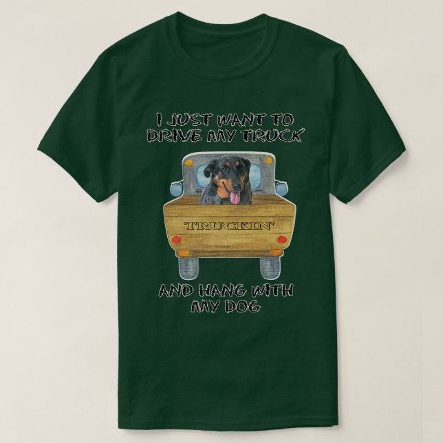Truck Driving Dog Beauceron  T Shirt (Design framsida)