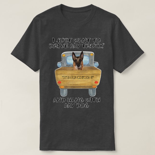 Truck Driving Dog Belgian Malinois  T Shirt (Design framsida)