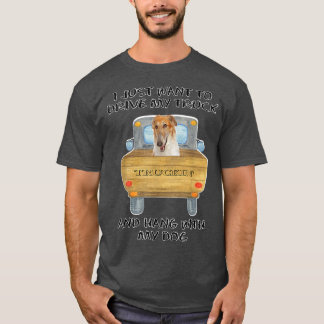 Truck Driving Dog Borzoi  T Shirt