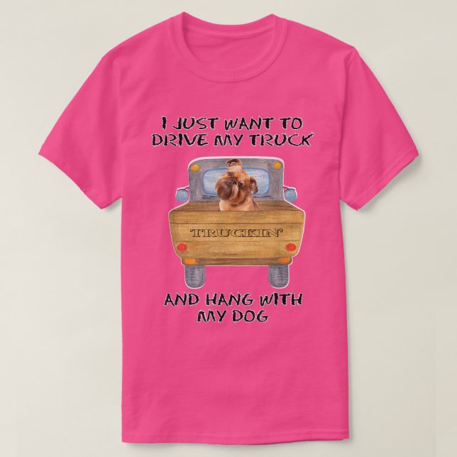 Truck Driving Dog Brussels Griffon  T Shirt (Design framsida)