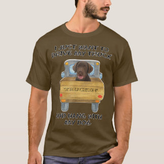 Truck Driving Dog Chocolate Labrador  T Shirt