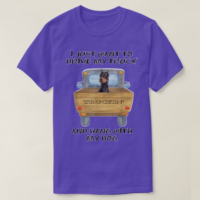 Truck Driving Dog Doberman Pinscher  T Shirt (Design framsida)