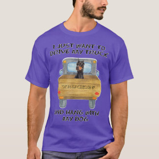 Truck Driving Dog Doberman Pinscher  T Shirt