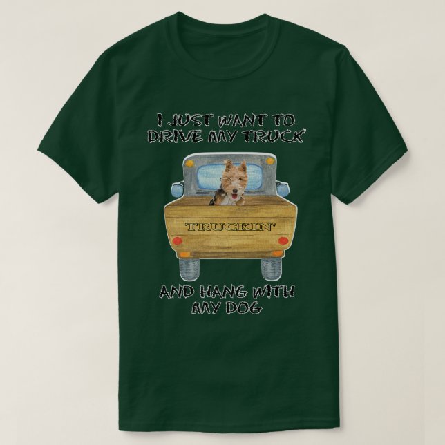 Truck Driving Dog Fox Terrier  T Shirt (Design framsida)