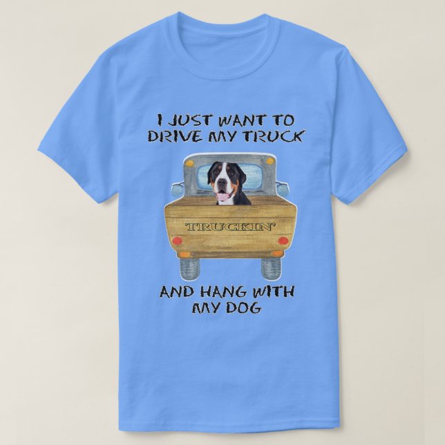 Truck Driving Dog Greater Swiss Mountain Dog  T Shirt (Design framsida)