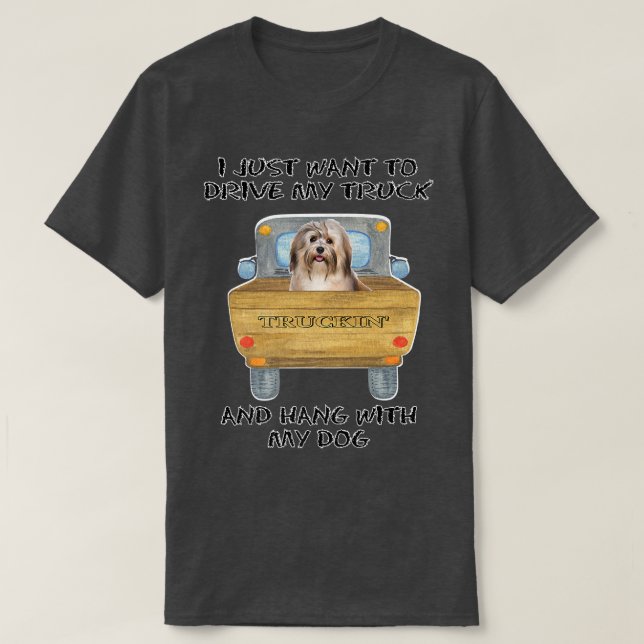 Truck Driving Dog Havanes  T Shirt (Design framsida)