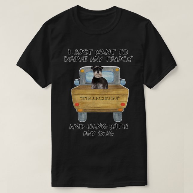 Truck Driving Dog Miniature Schnauzer 2  T Shirt (Design framsida)