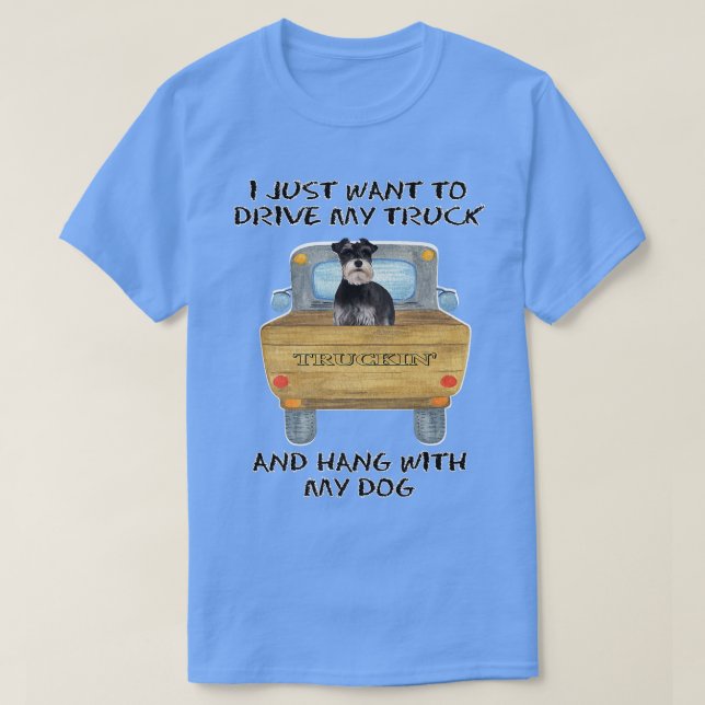 Truck Driving Dog Miniature Schnauzer 2  T Shirt (Design framsida)
