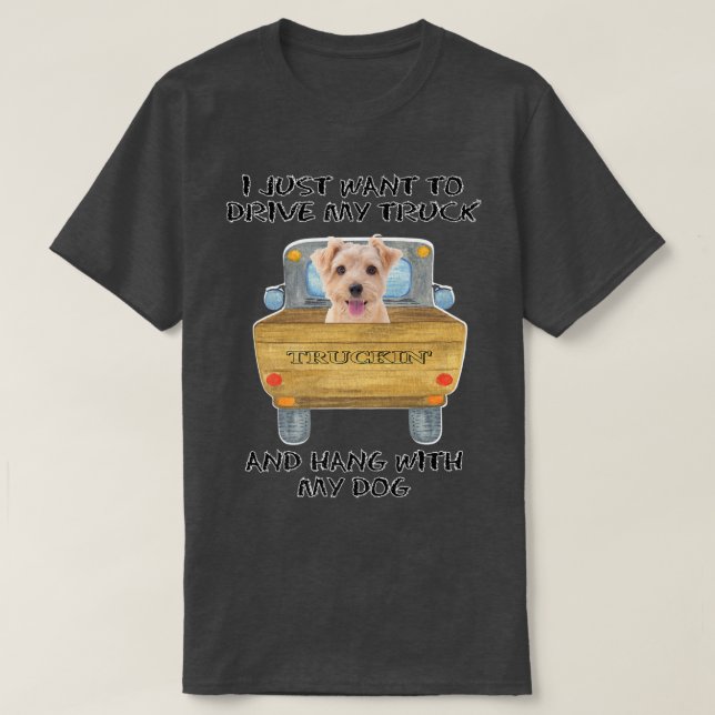 Truck Driving Dog Norfolk Terrier  T Shirt (Design framsida)