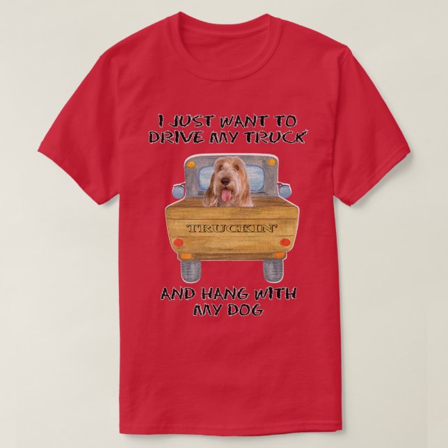 Truck Driving Dog Petits Bassets Griffons Vendeen  T Shirt (Design framsida)