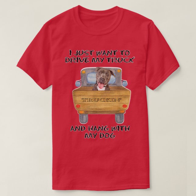 Truck Driving Dog Pitbull 1  T Shirt (Design framsida)