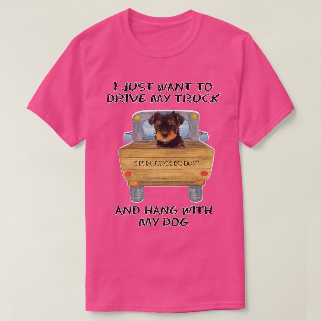 Truck Driving Dog Yorkshire Terrier  T Shirt (Design framsida)