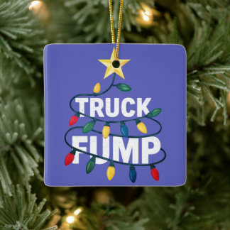 Truck Fump Minimal Art Xmas Lights And Star Julgransprydnad Keramik