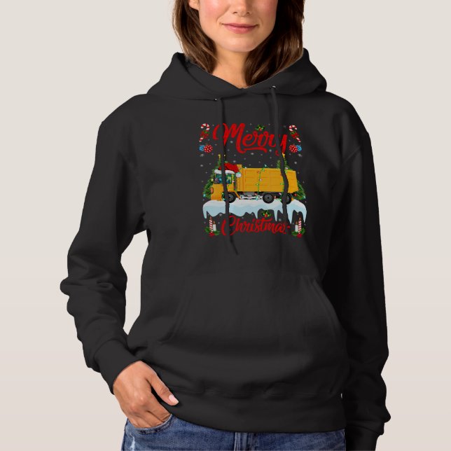 Truck   Lights Xmas Tree Santa Truck Christmas T Shirt (Framsida)