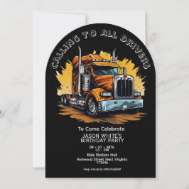 Truck Themed Boy Birthday Invitation Inbjudningar