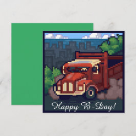 Truck, vrachtwagen, happy b-day pixel art,  kort
