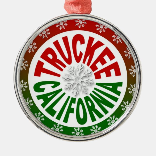 Truckee California red grönt snowflake ornament (Framsidan)