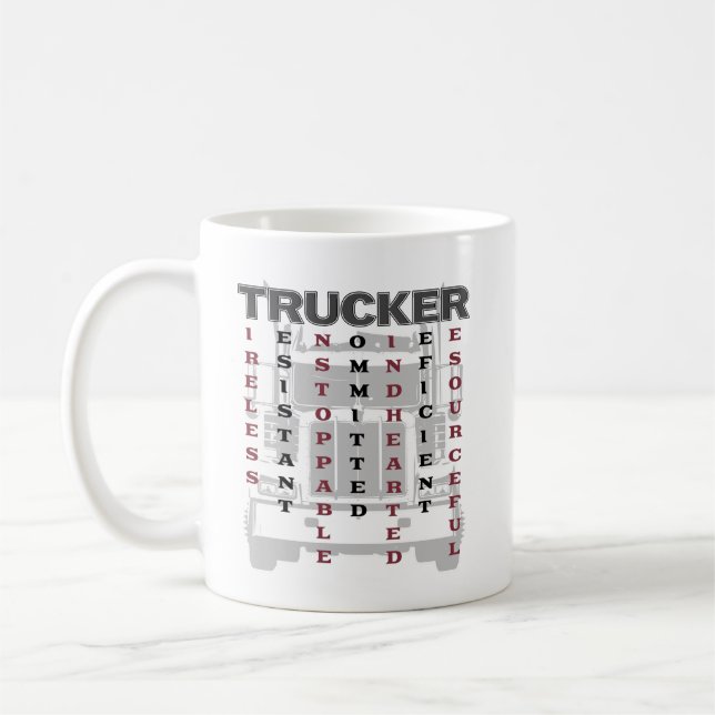Trucker Acrostic Tireless Resistable Unstoppable Kaffemugg (Vänster)