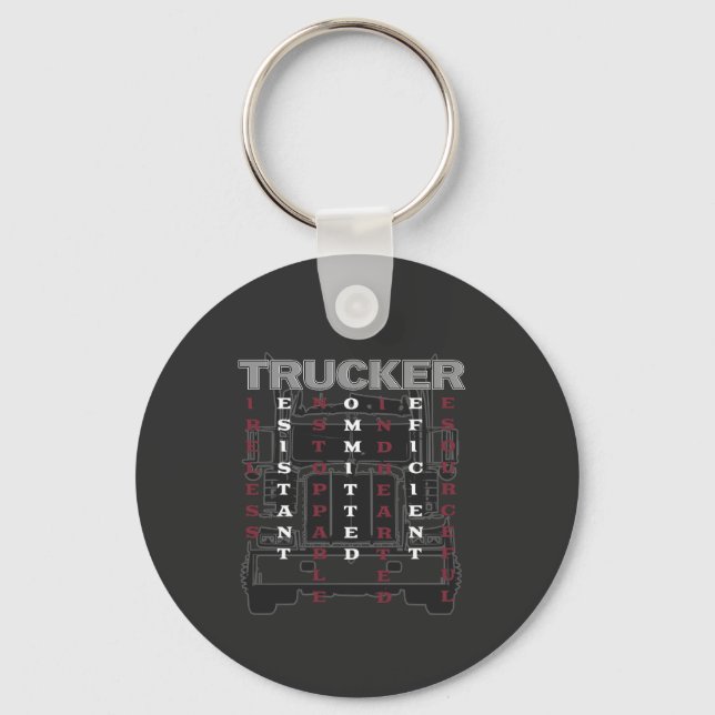 Trucker Acrostic Tireless Resistable Unstoppable Nyckelring (Framsida)